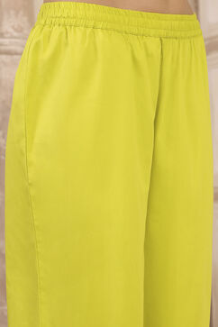 Lime Green Silk Gathered Yarndyed Suit Set image number 2