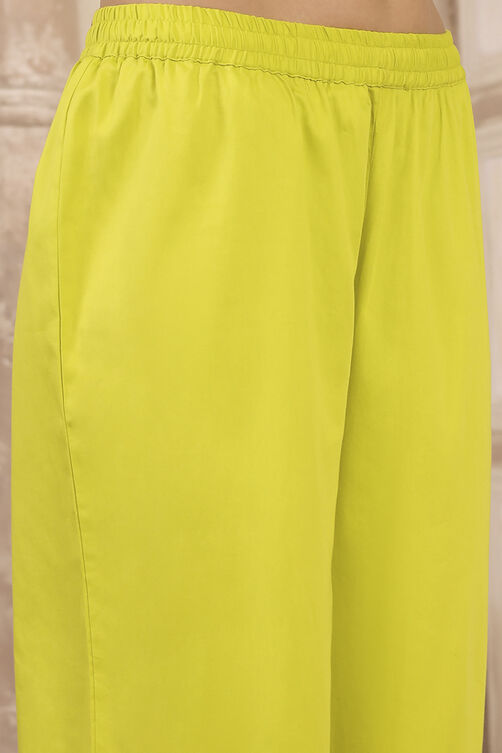 Lime Green Silk Gathered Yarndyed Suit Set image number 2