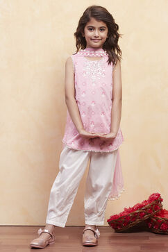 Pink Cotton Straight Suit Set image number 6