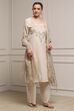 Beige Polyester Blend Straight Dyed Suit Set image number 5