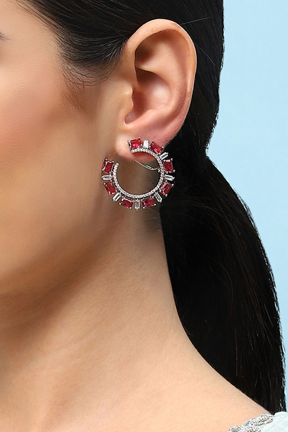 Dark Pink Brass Earrings image number 1