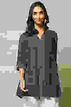 Indigo LIVA Straight Printed Kurta image number 1