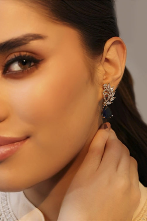 Navy Alloy Cz Drop & Danglers image number 1