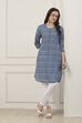Indigo Blue Geometric Printed Straight Kurta