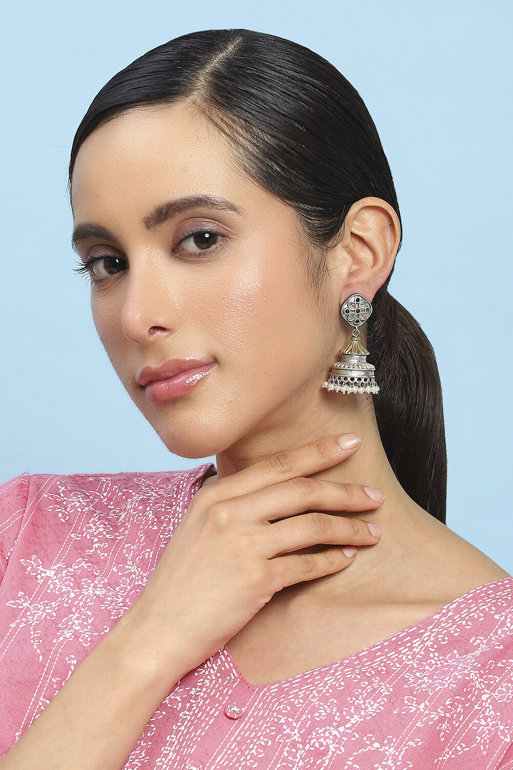 Multicolour Brass Jhumka image number 3