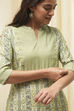 Green Poly Viscose Straight Printed Kurta image number 1