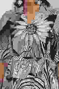 Black Cotton Poplin Floral Printed Flared Dress image number 1