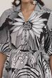 Black Cotton Poplin Floral Printed Flared Dress image number 1
