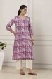 Purple Cotton Straight Kurta image number 4