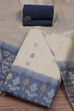 Blue Cotton Jamdani Unstitched Suit Set image number 0