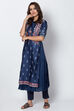Indigo Cotton Straight Printed Kurta image number 1