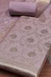Dusty Mauve Banarasi Chanderi Banarasi Print Unstitched Suit Set image number 1