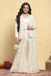White Viscose Rayon Embroidered Straight Suit Set