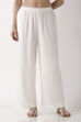 White Viscose Rayon Straight Palazzos image number 4