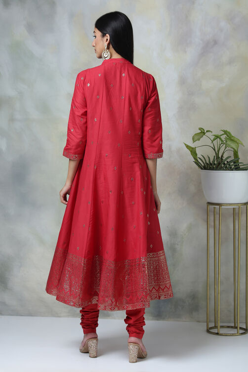 Blue Cotton Kalidar Kurta Churidar Suit Set image number 7