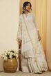 Off White & Gold Woven Design Tasseled Dupatta