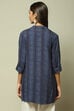 Indigo LIVA Straight Printed Kurta image number 4