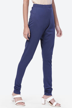 Navy Cotton Solid Churidar image number 3