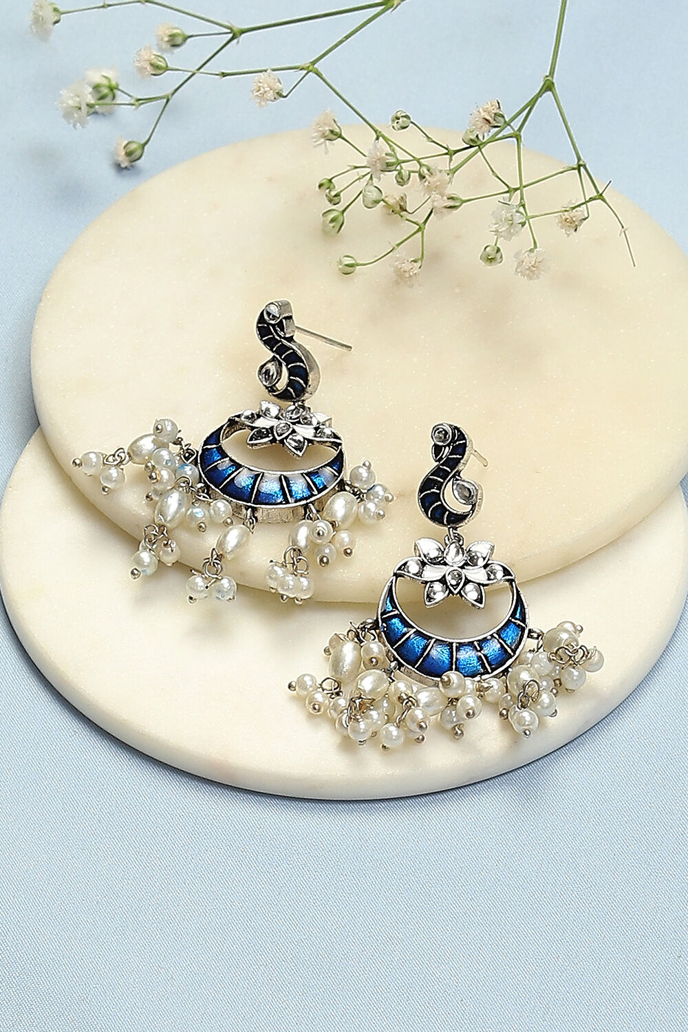 Blue Brass Earrings image number 0