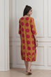 Mustard Yellow Printed A-Line Dress image number 3