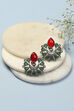 Oxidised Red & Green Brass Earrings image number 0