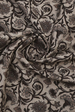 Brown Cotton Screen Print Unstitched Suit Set image number 2