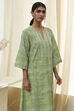 Green Pure Cotton Printed Straight Kurta image number 1