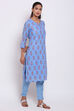 Peach Metallic Cotton Printed Kurta image number 4