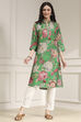 Green Floral Printed Straight Kurta image number 2