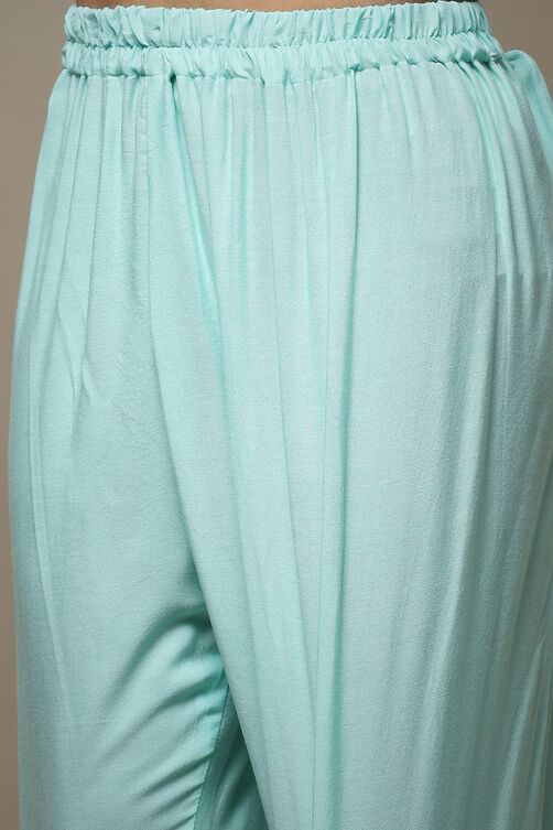 Light Green Muslin Lace Unstitched Suit Set image number 3