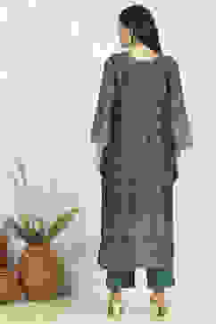 Teal Chanderi Unstitched Suit Set image number 5