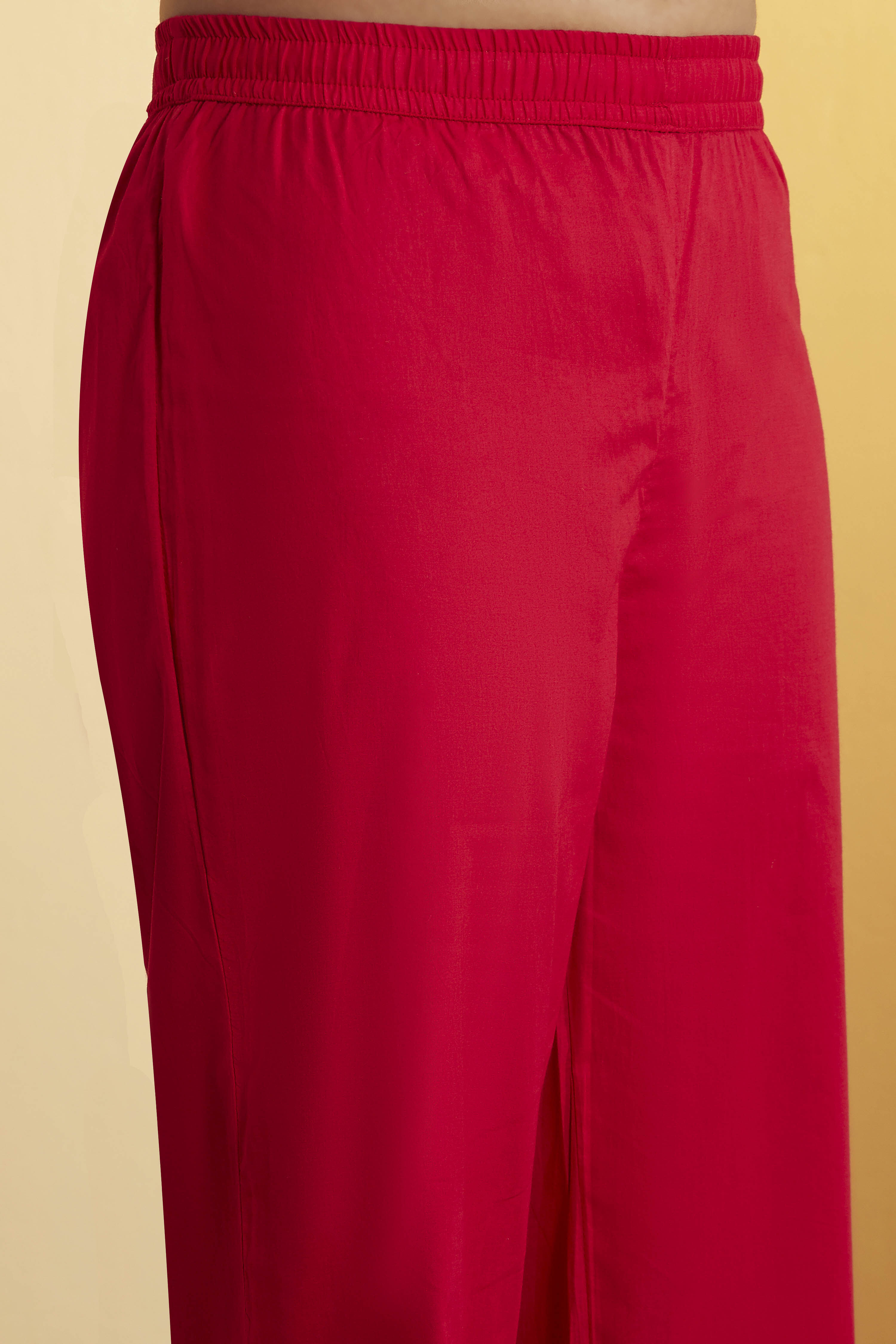 Off White Cotton Straight Suit Set image number 2