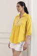 Yellow Cotton Regular Short Kurti image number 2