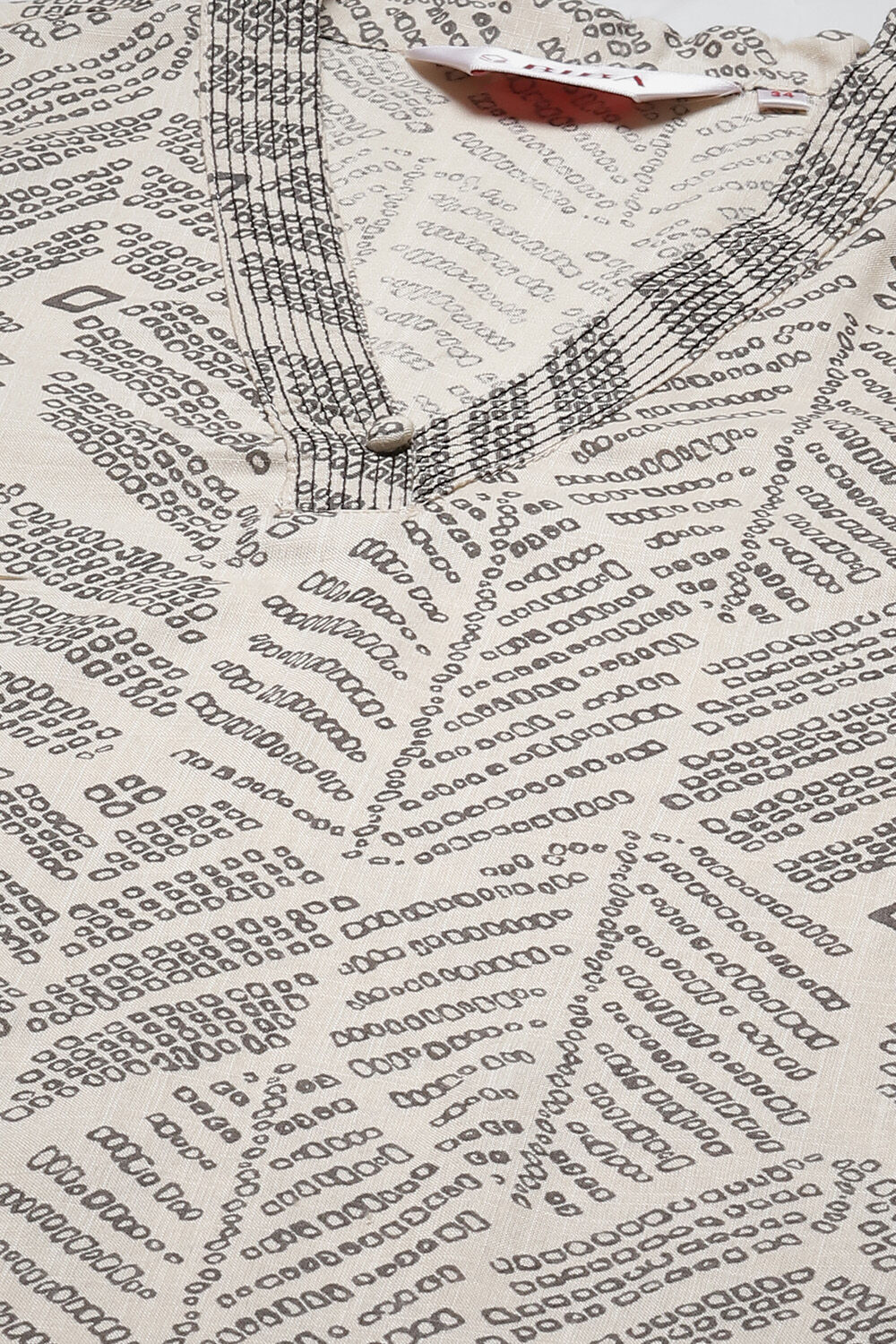 Beige LIVA Straight Printed Kurta image number 5