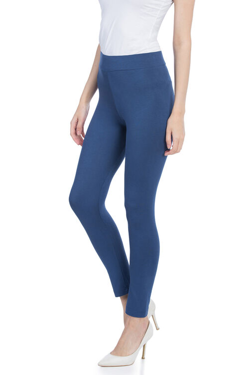 Off White Cotton Lycra Leggings image number 2