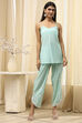 Aqua Cotton Embroidered Straight Kurta Set image number 5
