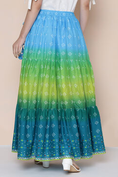 Green Cotton Tiered Skirt image number 4