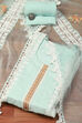 Light Blue Muslin Lace Unstitched Suit Set image number 0