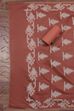 Rust Cotton Jamdani Unstitched Suit Set image number 3