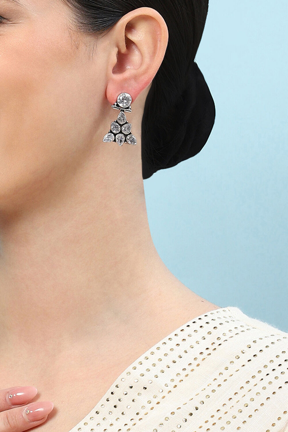 White Brass Earrings image number 1