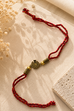 Red Mayur Raj Antique Gold Rakhi image number 2