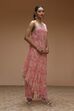 Pink Viscose Georgette Printed One-Shoulder Kurta Set