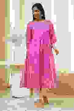 Pink Modal Printed A-Line Kurta image number 5