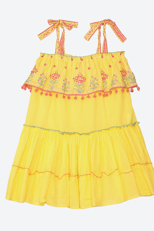 Yellow Cotton Tired Dress image number 0