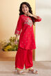 Red Ethnic Motif Printed Straight Kurta Set image number 4