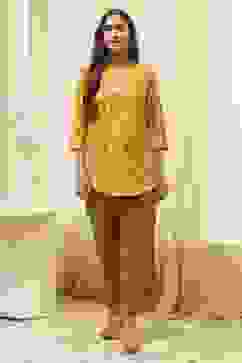 Yellow Art Silk Straight 2 Piece Set image number 6