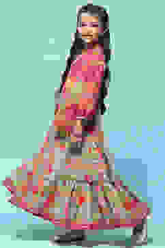 Green Cotton Tiered Dress Printed Dress image number 2