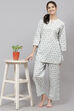 Mint Straight Cotton Three Piece Printed Sleepwear Set image number 5