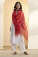 Pink Orange Poly Loom Printed Dupatta image number 2