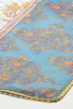 White Cotton Blend Gathered Kurta Suit Set image number 3